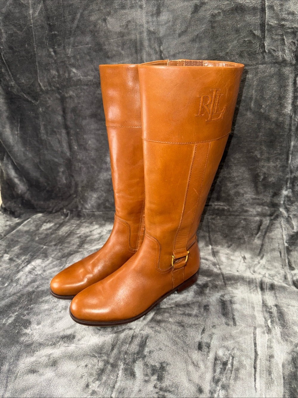 Lauren Ralph Lauren Bernadine Tan Leather Casual Riding Boots Size 9.5 B EUC